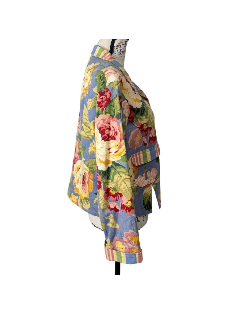Vtg My Boyfriends Back Women Size S Floral Jacket Santa Monica Art to Wear - Picture 3 of 7